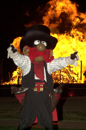 Raider Red at the TTU Bonfire