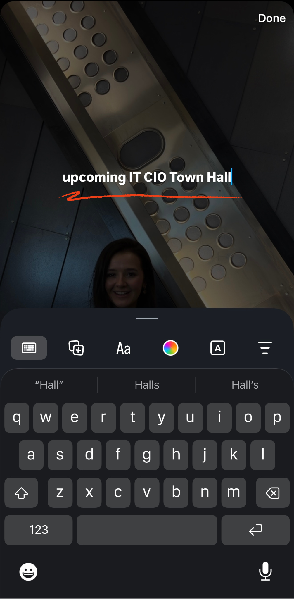 Instagram Reel showing auto-generated captions on screen with the CC closed captions toggle icon highlighted.