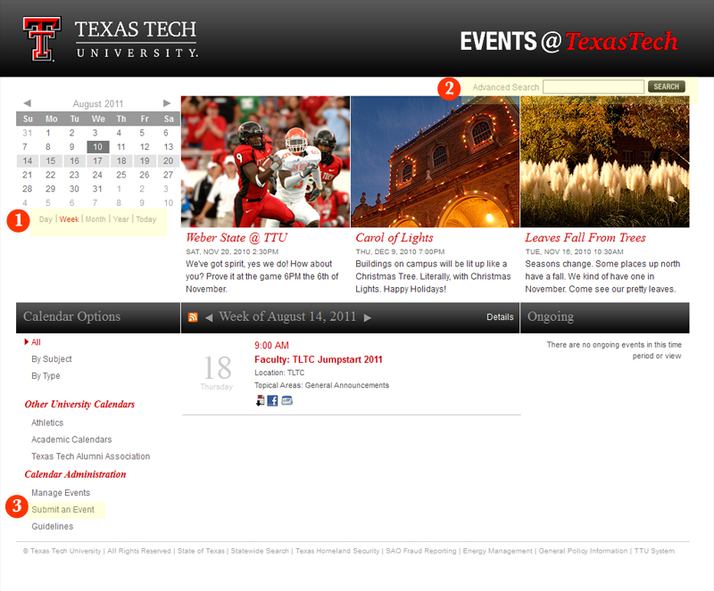 EventsTexasTech Tutorial TTU