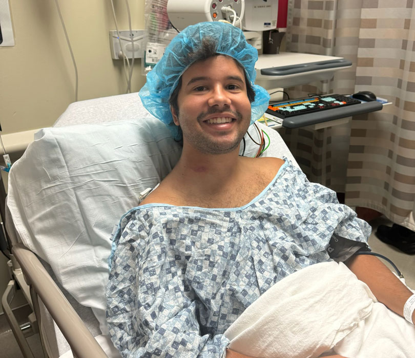 Aaron Delgado prepping for surgery