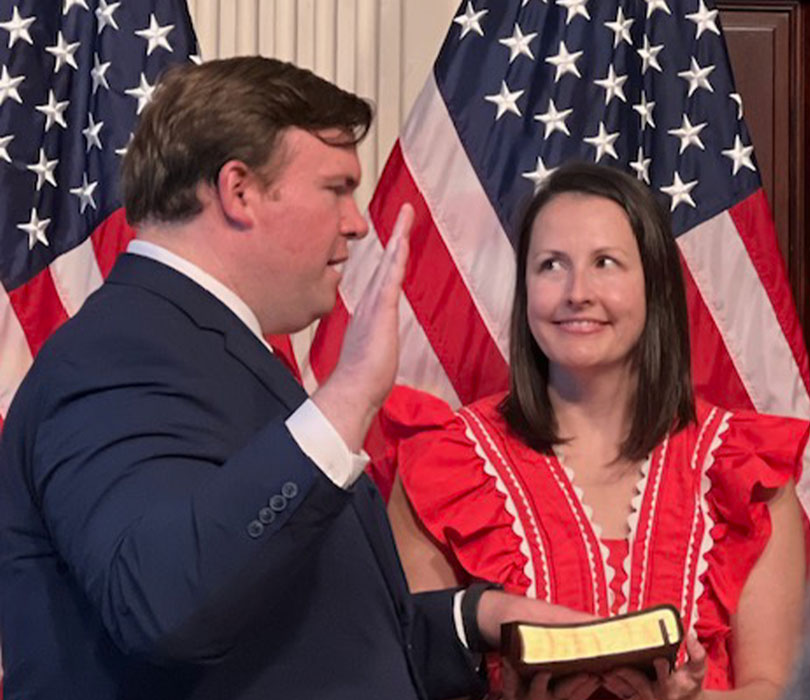 Andrew Hughes being sworn in