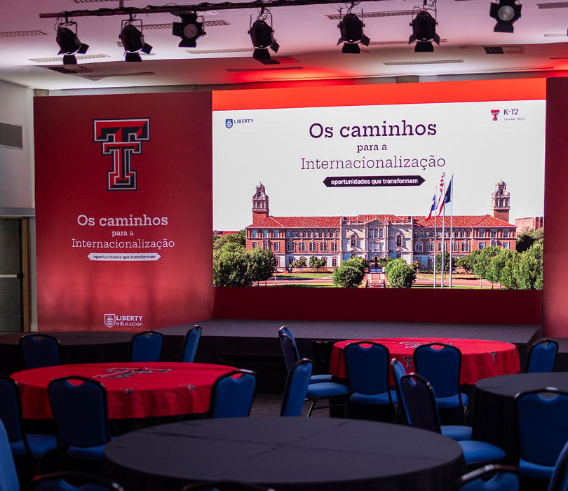 Event room with stage set up 
