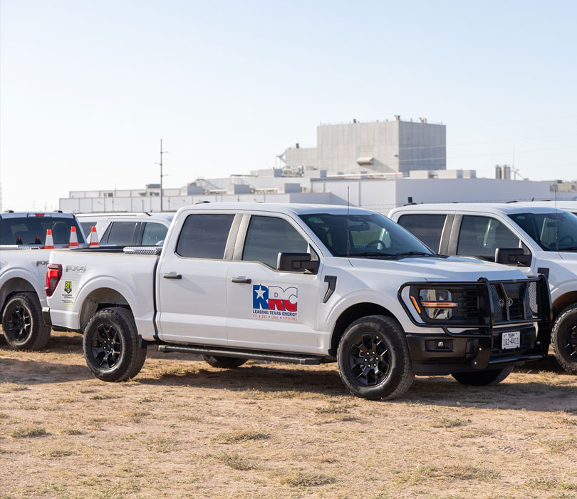 a fleet of white RRC trucks