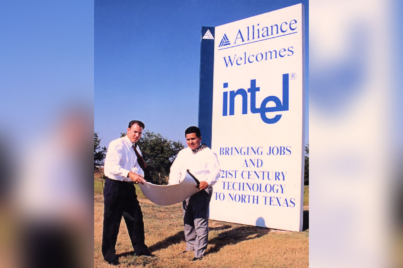 Bick near intel sign.