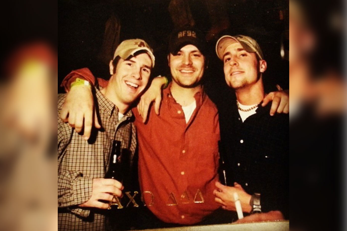 Steven (center) with roommates and friends Wes Bolzle (left) and Chris Franks, circ. 1999-2000. 