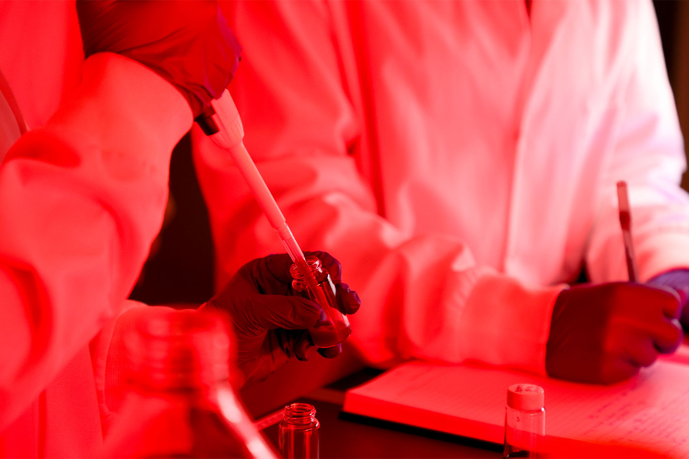 Working in lab