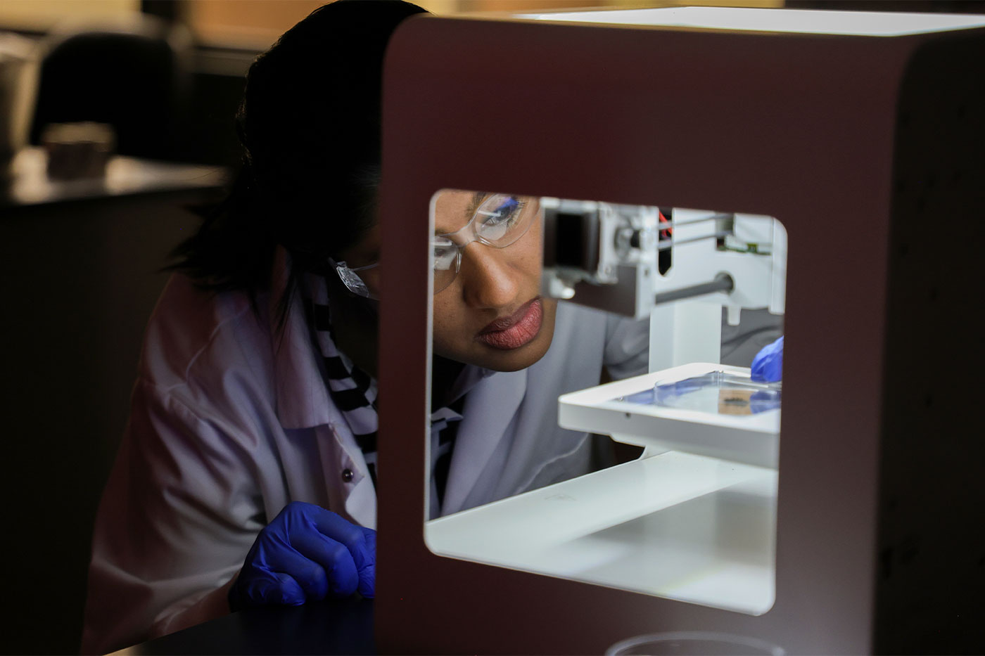 Working in lab