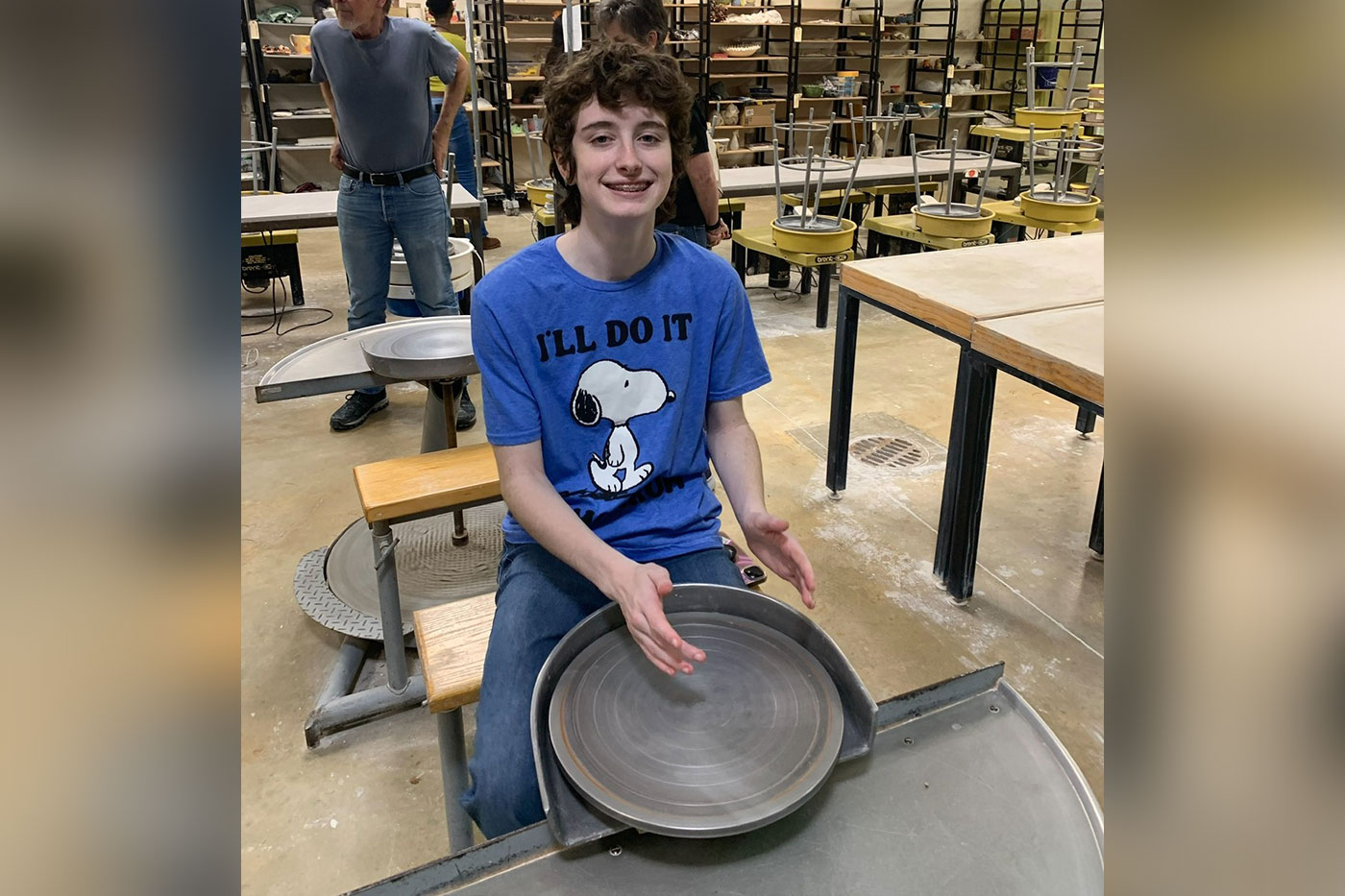 Jaycie at the ceramics wheel