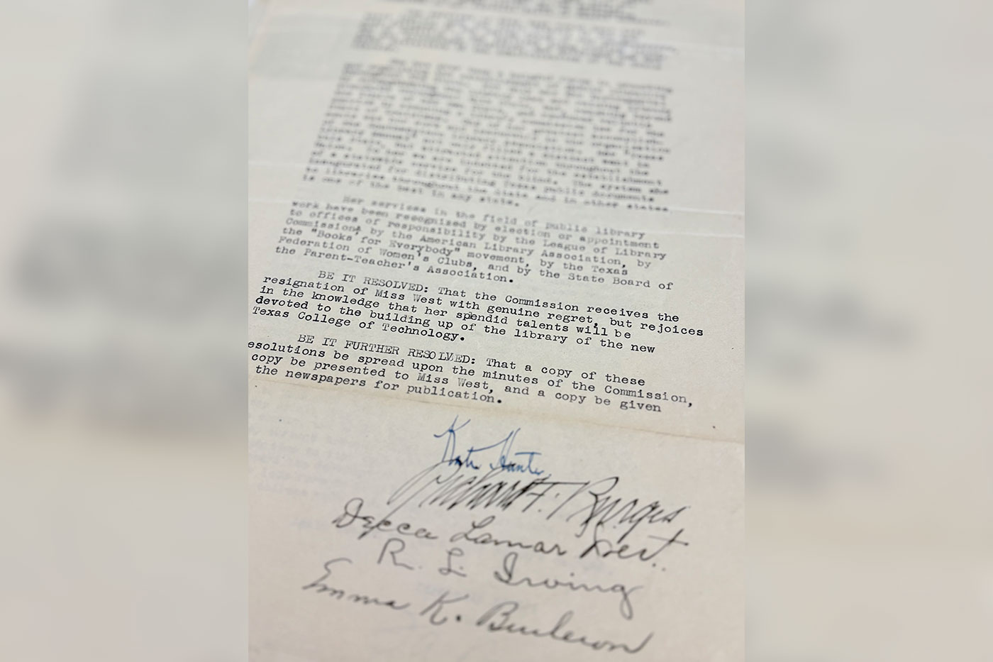 State Library accepting Elizabeth's resignation.