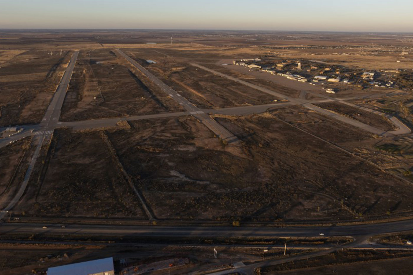 Aerial shot of Reese and runways