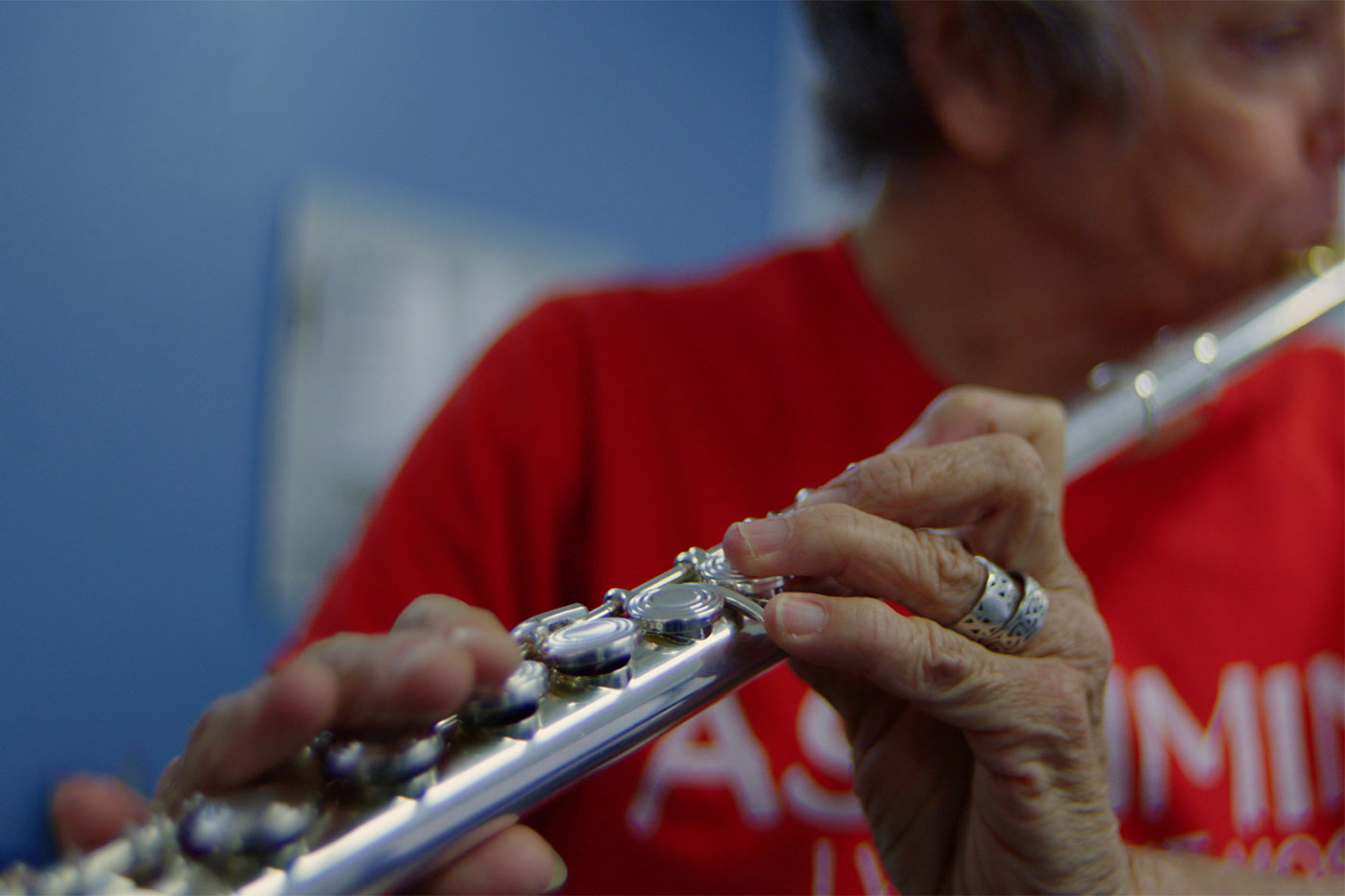 Judith playing the flute.