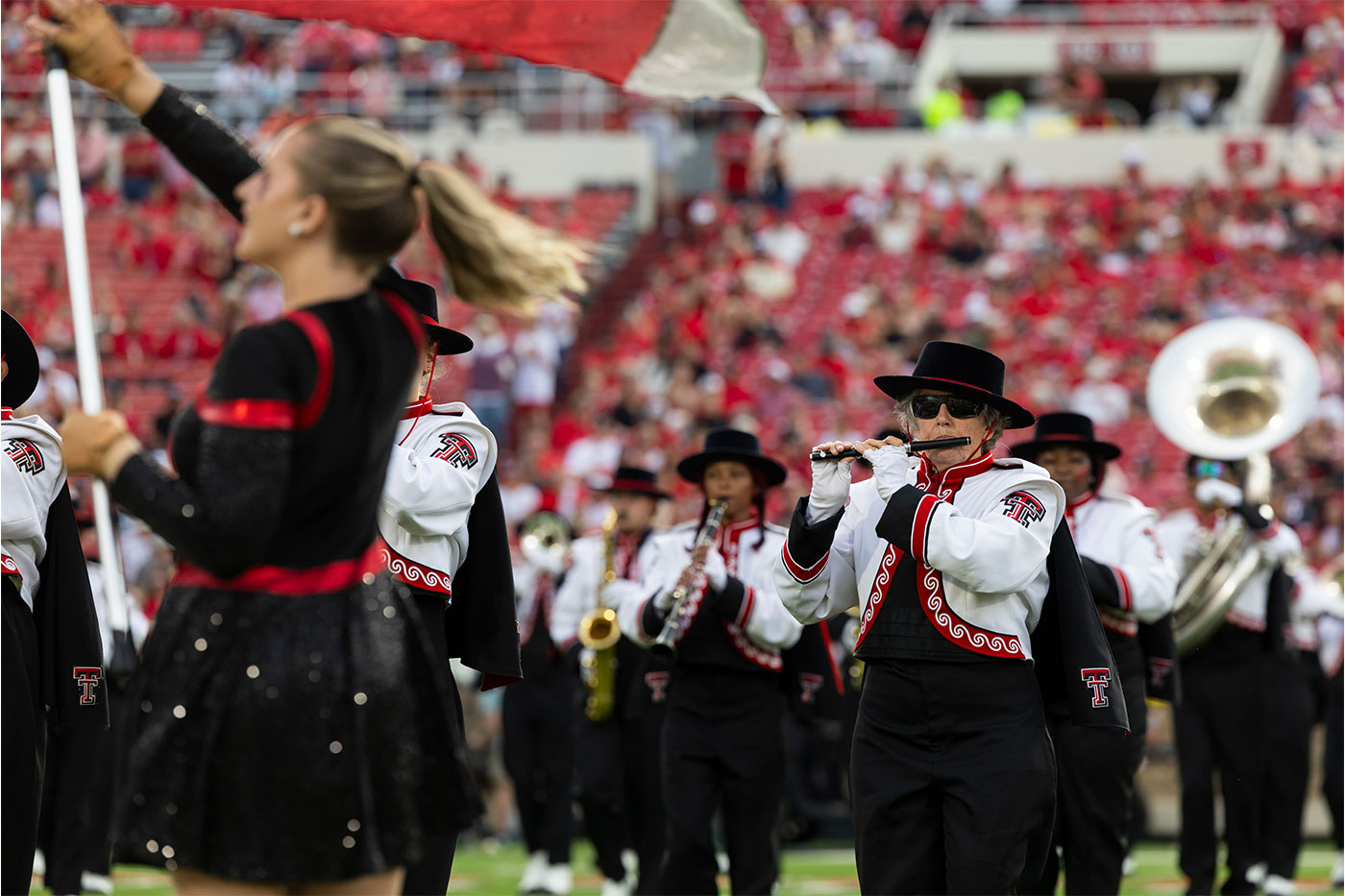 Judith playing during halftime show.