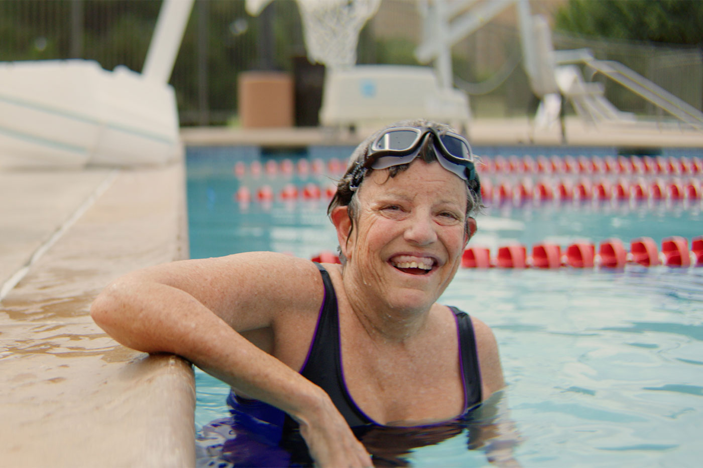 Judith in a swimming pool.