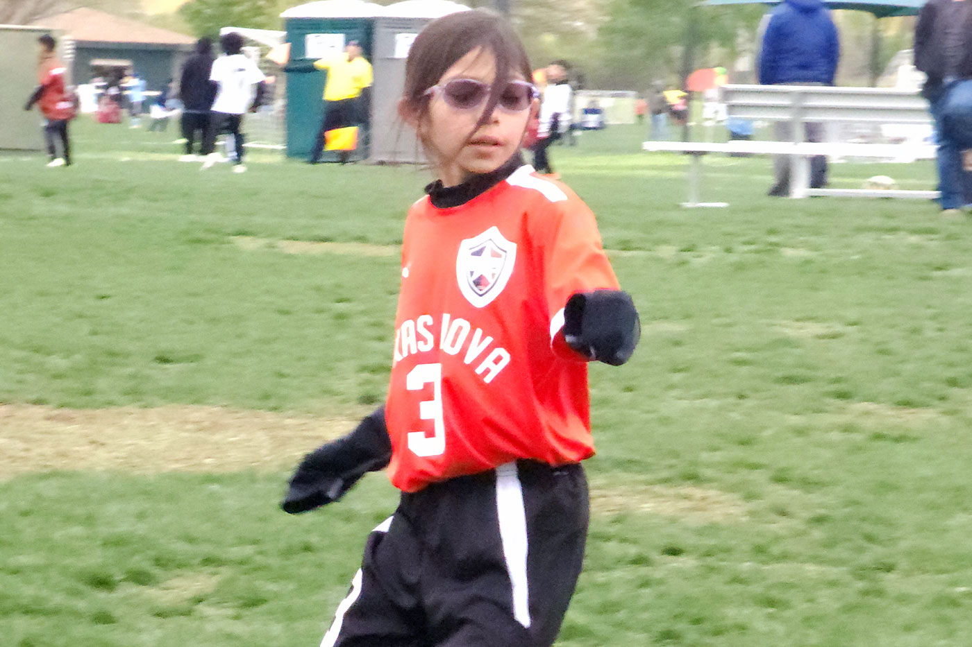 Neptalia playing soccer. 