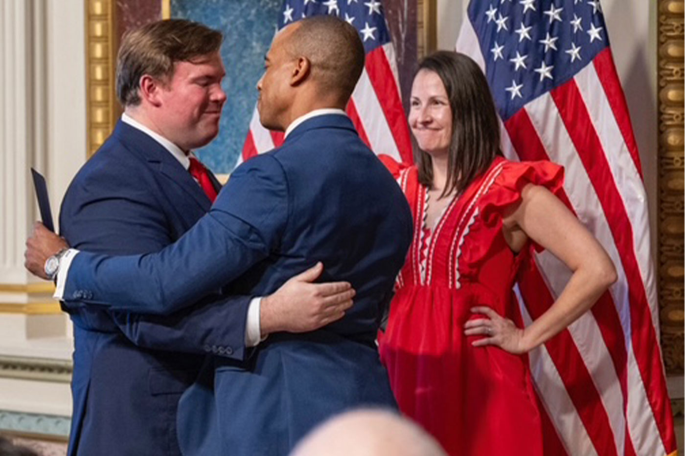 Andrew embraced after swearing in