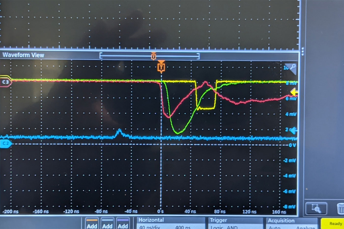 Readouts from various steps in the detector testing process
