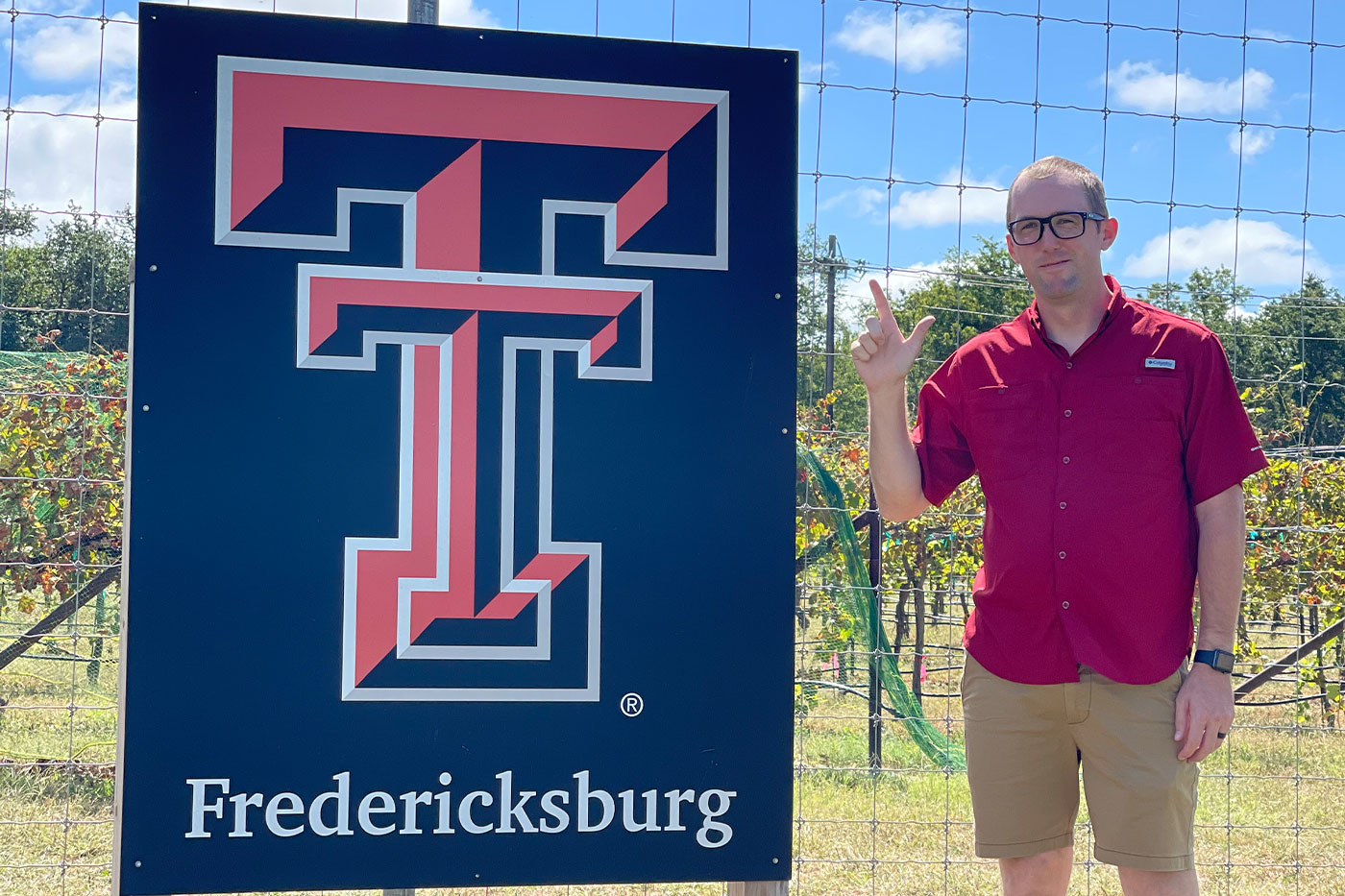 Jeff with Fredericksburg sign