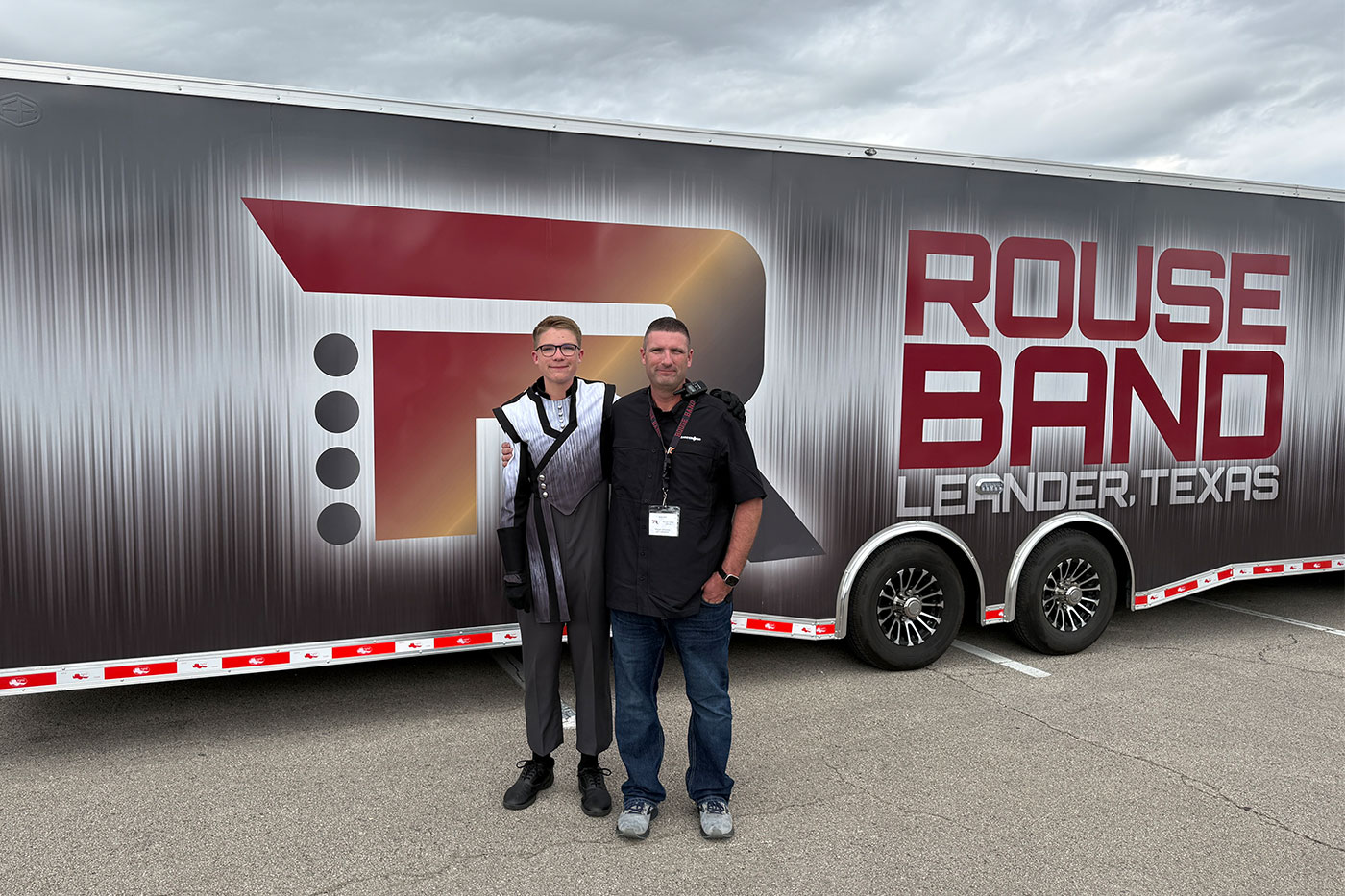 Leif and Trenton with the band equipment truck. 