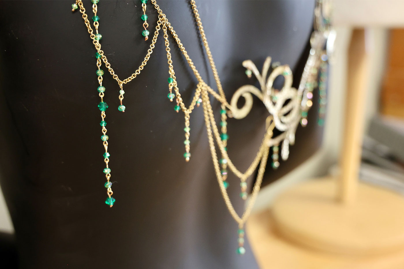 A necklace on a mannequin