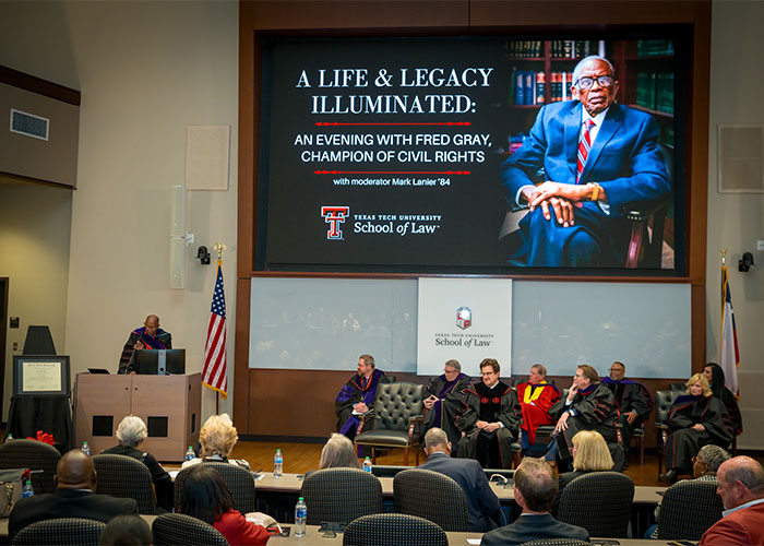 Fred Gray at the podium