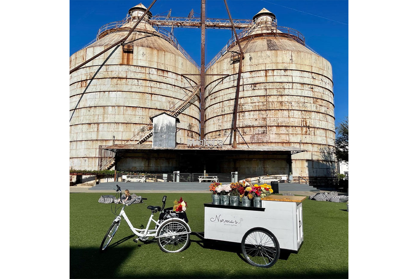 Norma's Bike in front of the Silos
