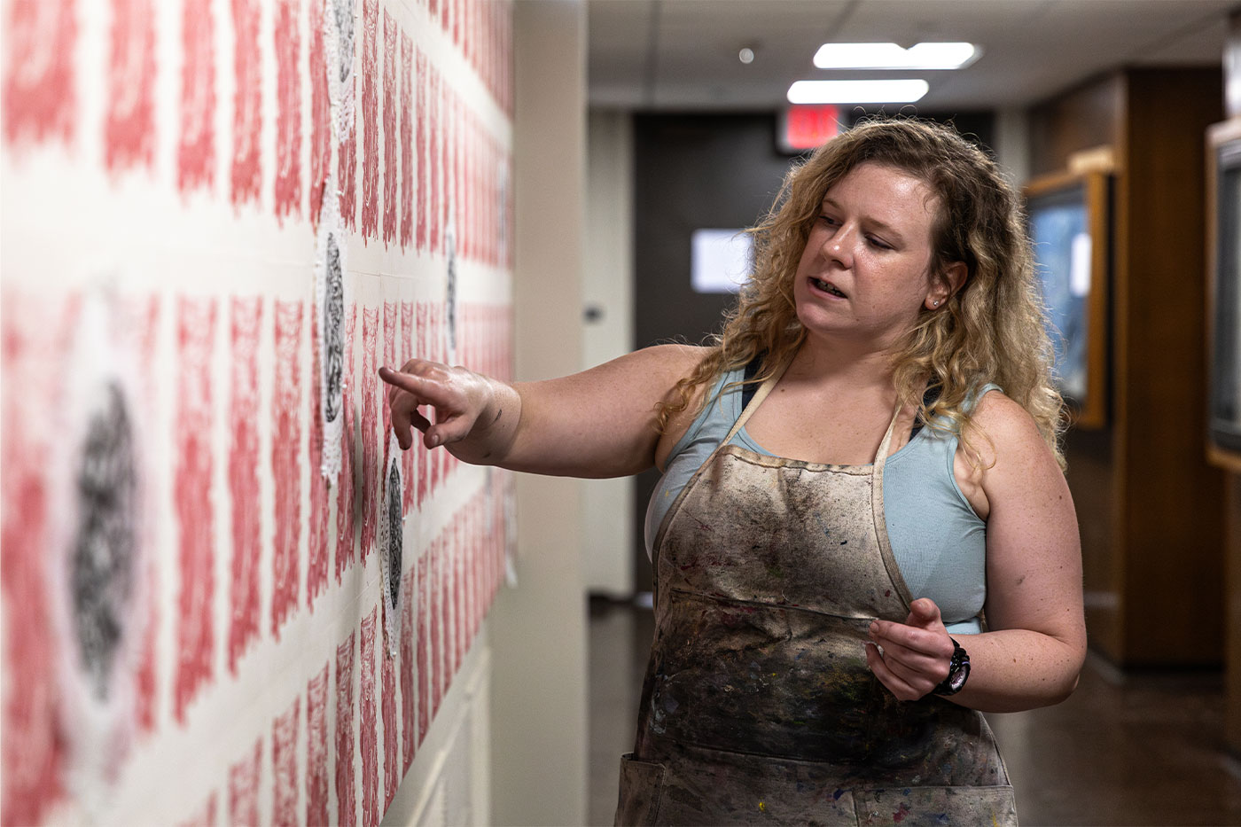 Hannah and her poster installation