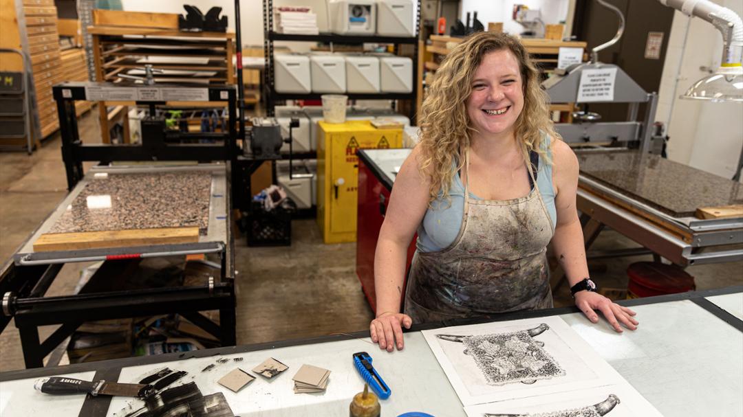 Printmaking Student Turns Hard Experience into Beautiful Art