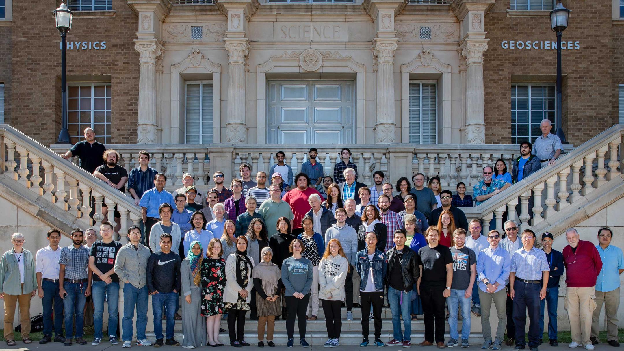 Department of Physics and Astronomy Faculty members in front of the TTU Science Building
