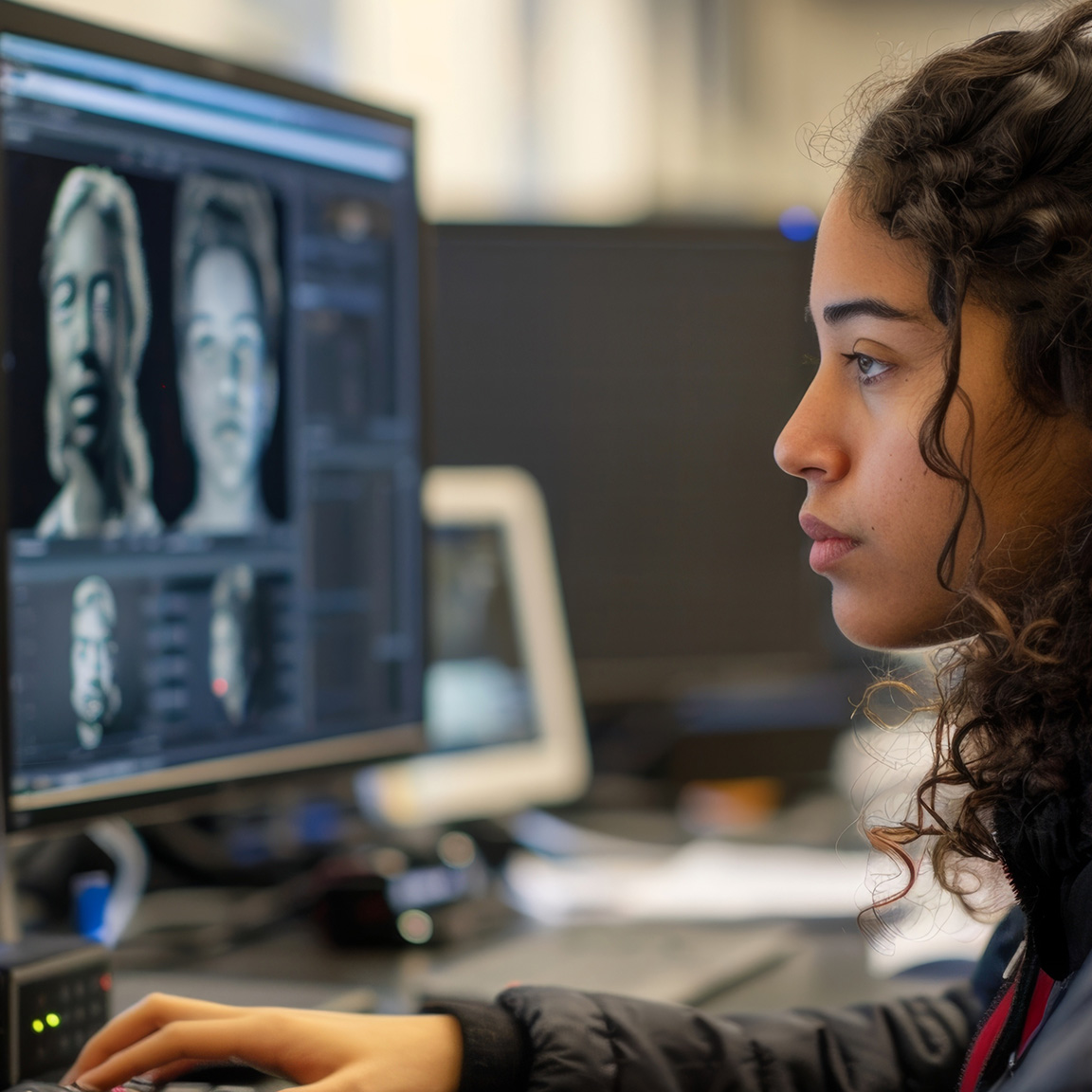 Student working in a design program on a computer.