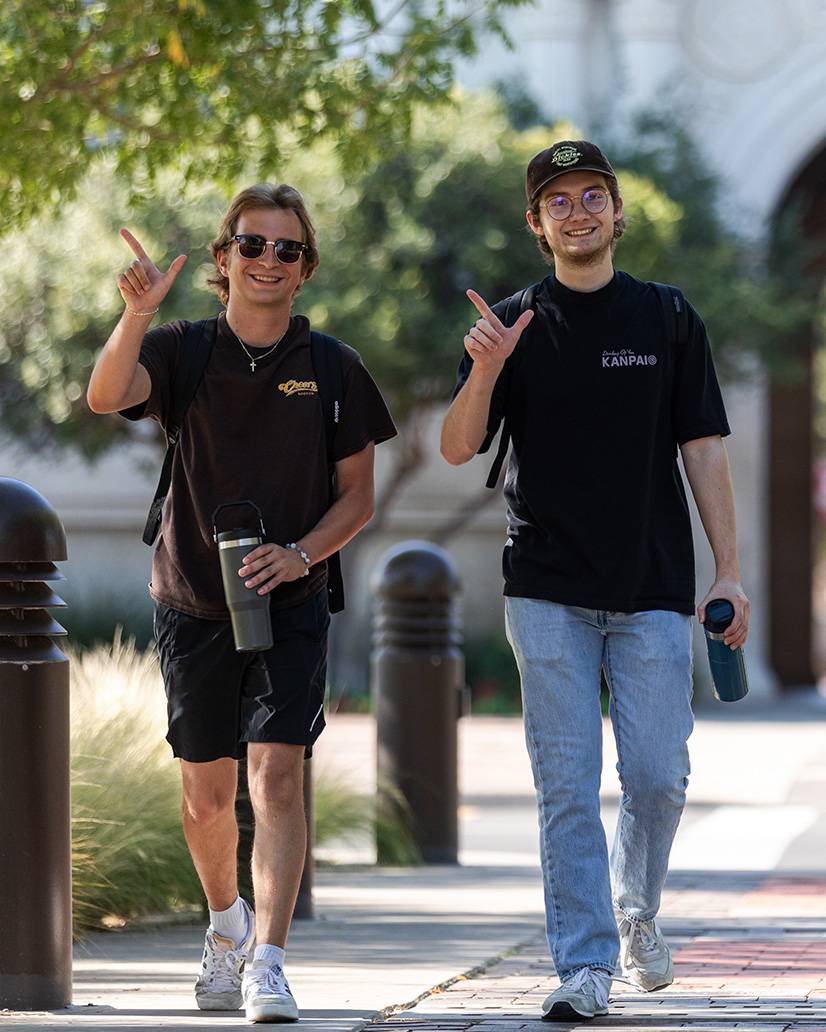 Students walking on campus.